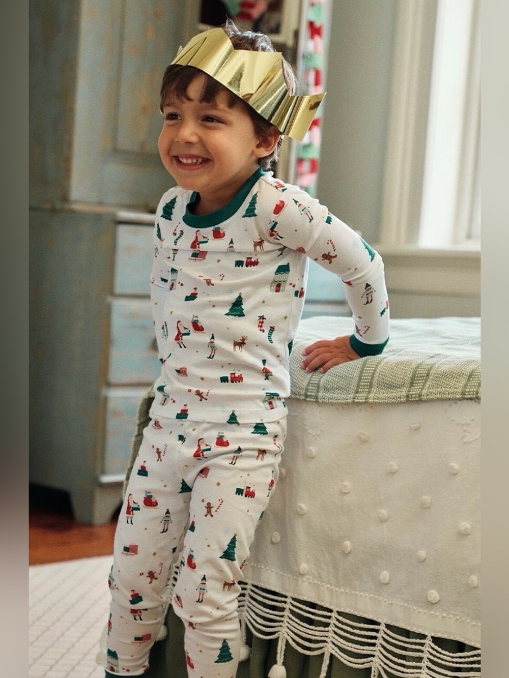 LAKE Pajama Set Kids 12 Meri Meri Holly Jolly Christmas Pima Cotton Holiday